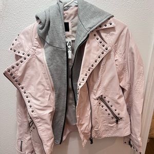 Plush hooded moto jacket